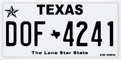 TX license plate DOF4241