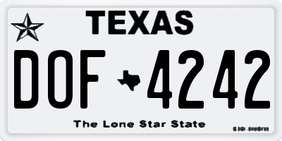TX license plate DOF4242