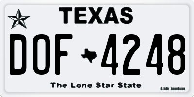 TX license plate DOF4248