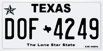 TX license plate DOF4249