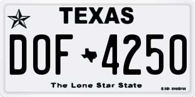 TX license plate DOF4250