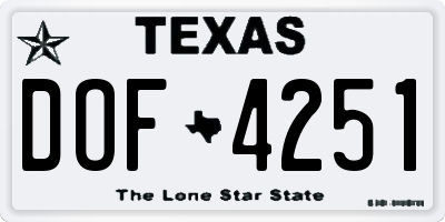 TX license plate DOF4251