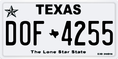 TX license plate DOF4255