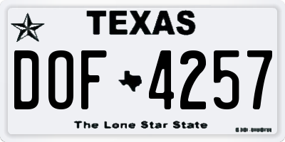 TX license plate DOF4257
