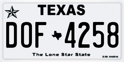 TX license plate DOF4258