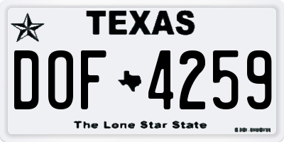 TX license plate DOF4259