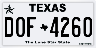 TX license plate DOF4260