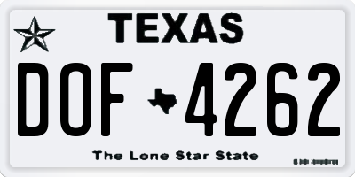 TX license plate DOF4262
