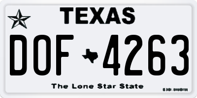 TX license plate DOF4263