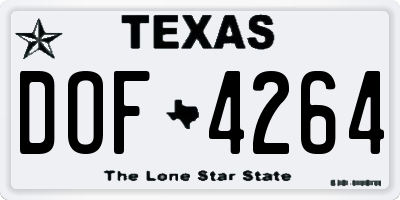 TX license plate DOF4264