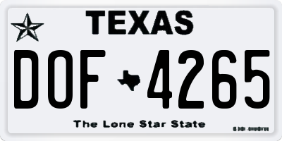 TX license plate DOF4265
