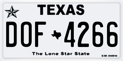 TX license plate DOF4266
