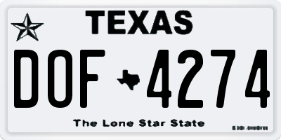 TX license plate DOF4274