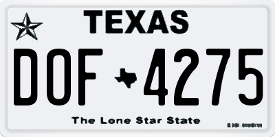 TX license plate DOF4275