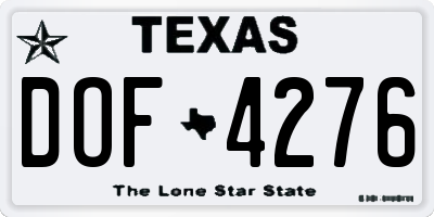 TX license plate DOF4276