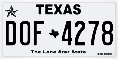 TX license plate DOF4278