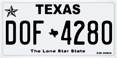 TX license plate DOF4280