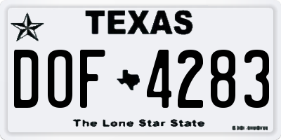 TX license plate DOF4283