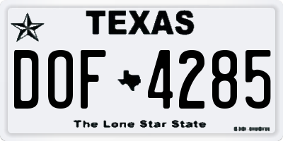 TX license plate DOF4285
