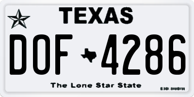 TX license plate DOF4286