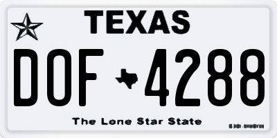 TX license plate DOF4288