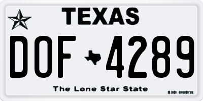 TX license plate DOF4289