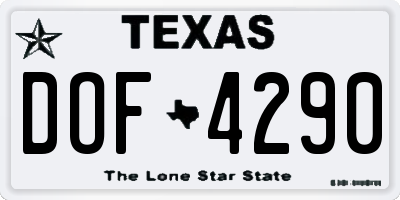TX license plate DOF4290