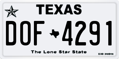 TX license plate DOF4291