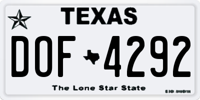 TX license plate DOF4292