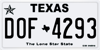 TX license plate DOF4293