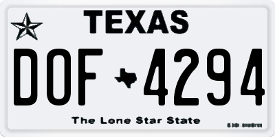 TX license plate DOF4294