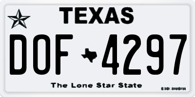 TX license plate DOF4297
