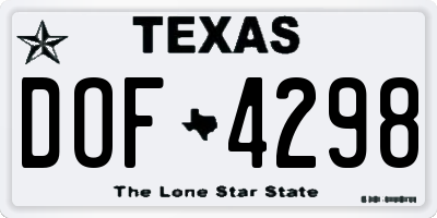 TX license plate DOF4298