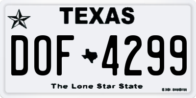 TX license plate DOF4299