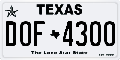 TX license plate DOF4300