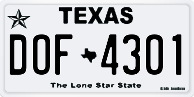 TX license plate DOF4301