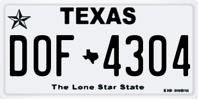 TX license plate DOF4304