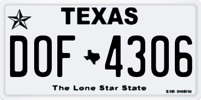 TX license plate DOF4306