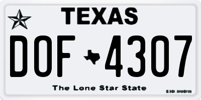 TX license plate DOF4307