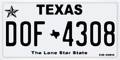 TX license plate DOF4308