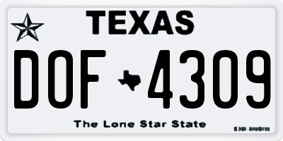 TX license plate DOF4309