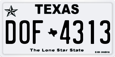 TX license plate DOF4313