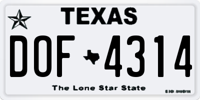 TX license plate DOF4314