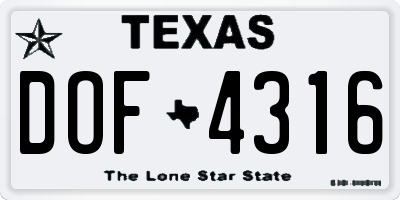 TX license plate DOF4316