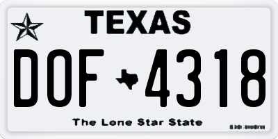 TX license plate DOF4318