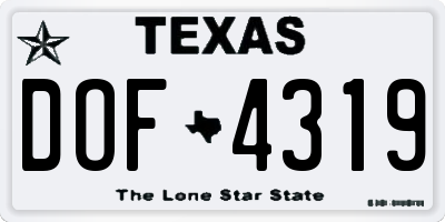 TX license plate DOF4319