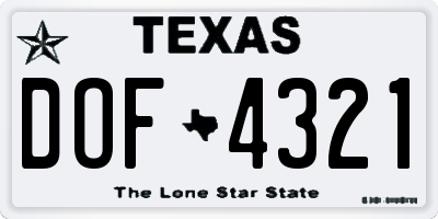 TX license plate DOF4321