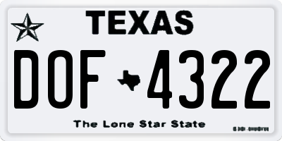 TX license plate DOF4322
