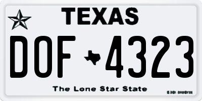 TX license plate DOF4323