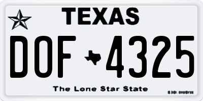 TX license plate DOF4325